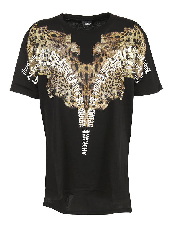 Marcelo Burlon County Of Milan Leopard Shoulder Print T-shirt In Blk ...