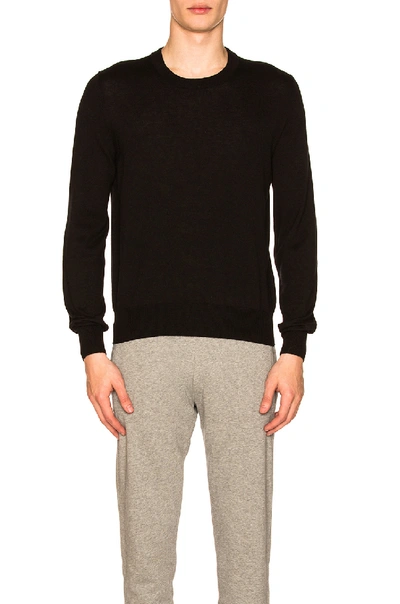 Shop Maison Margiela Suede Patch Pullover Sweater In Black