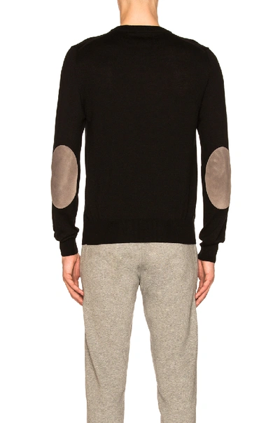 Shop Maison Margiela Suede Patch Pullover Sweater In Black