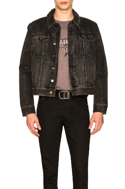 Shop Saint Laurent Waiting For Sunset Denim Jacket In Black