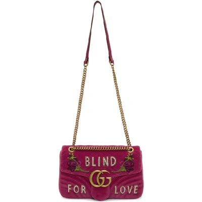 Shop Gucci Pink Medium Gg Marmont 2.0 Blind For Love Bag In 5571 Pink