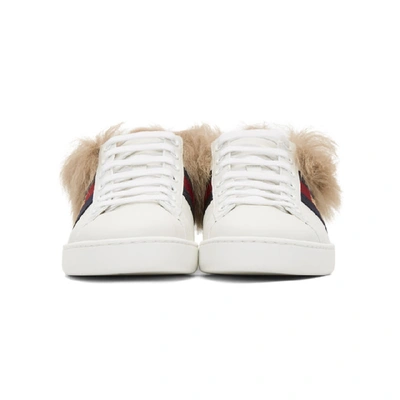 Shop Gucci White New Ace Wool-lined Sneakers In 9096 White