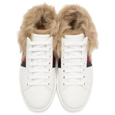 Shop Gucci White New Ace Wool-lined Sneakers In 9096 White