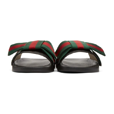 Shop Gucci Black Bow Pool Slides In 1146 Black