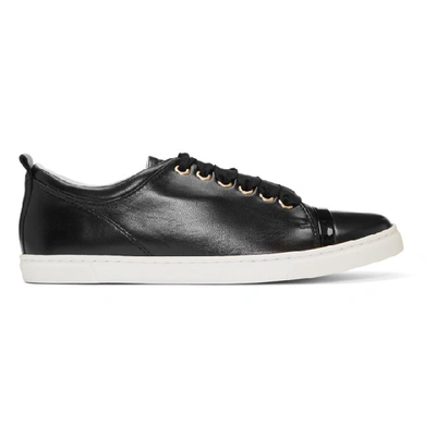 Shop Lanvin Black Leather Sneakers In 10 Black