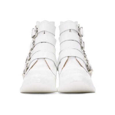 Shop Toga Pulla White Four-buckle Western Boots