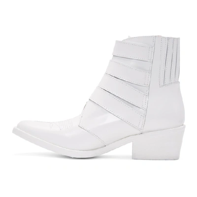 Shop Toga Pulla White Four-buckle Western Boots