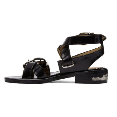 Shop Toga Black Four-buckle Western Sandals