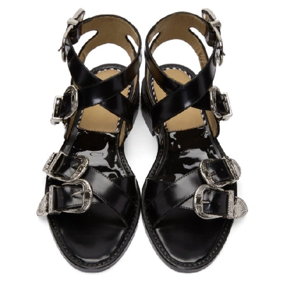 Shop Toga Black Four-buckle Western Sandals