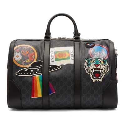Shop Gucci Black Gg Supreme Patches Duffle Bag