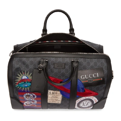 Gucci Black Gg Supreme Patches Duffle Bag