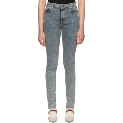 Shop Gucci Blue Marble Wash Jeans In 4430 Denim