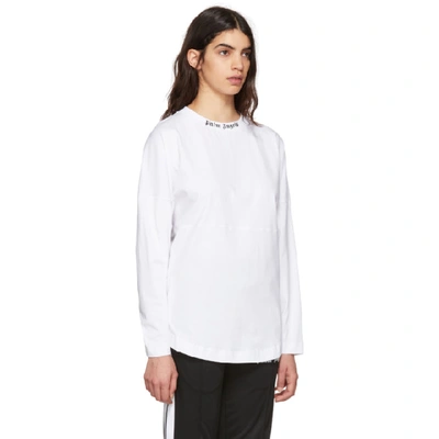 Shop Palm Angels White Long Sleeve Logo T-shirt