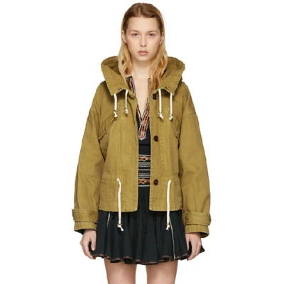 Shop Isabel Marant Étoile Isabel Marant Etoile Brown Lagilly Short Cotton Trench Jacket In Ochre 10oe