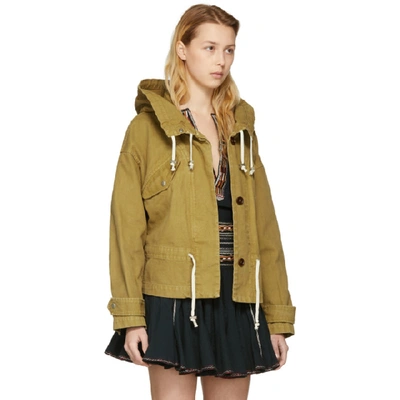 Shop Isabel Marant Étoile Isabel Marant Etoile Brown Lagilly Short Cotton Trench Jacket In Ochre 10oe