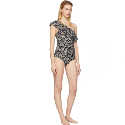 Shop Isabel Marant Étoile Isabel Marant Etoile Black Sicilya Single-shoulder Swimsuit In Faded Black