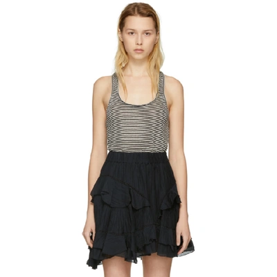 Shop Isabel Marant Étoile Ecru & Black Striped Avien Tank Top