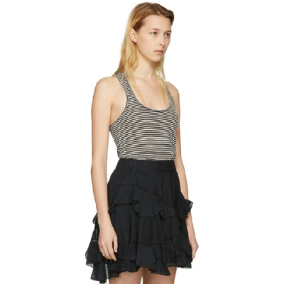 Shop Isabel Marant Étoile Ecru & Black Striped Avien Tank Top