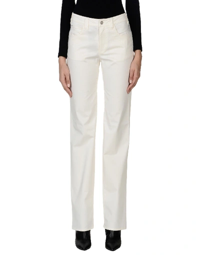 Shop Armani Jeans Casual Pants In Ivory