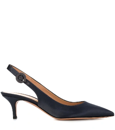 Shop Gianvito Rossi Anna 55 Satin Slingback Pumps In Grey