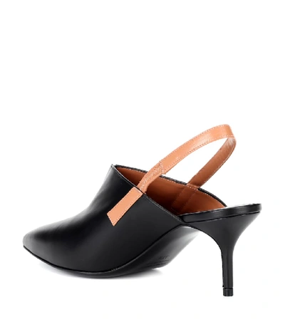 Shop Pierre Hardy Secret Leather Slingback Mules In Black