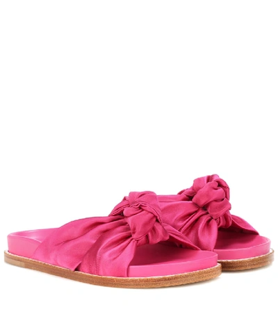 Shop Etro Knotted Satin Slides In Pink