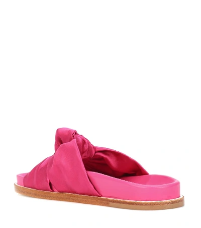 Shop Etro Knotted Satin Slides In Pink