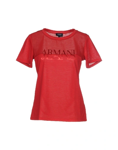 Shop Armani Jeans T-shirt In Brick Red