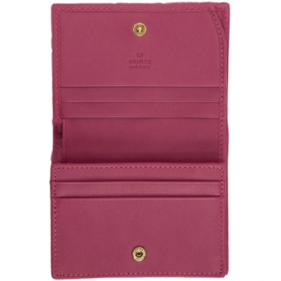 Shop Gucci Pink Velvet Small Love Gg Marmont Wallet In 5571 Rasber