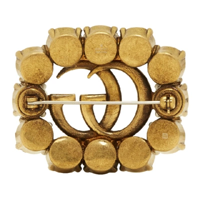 Shop Gucci Gold Gg Crystal Marmont Brooch