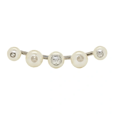 Silver Five-Pearl Multi-Finger Ring