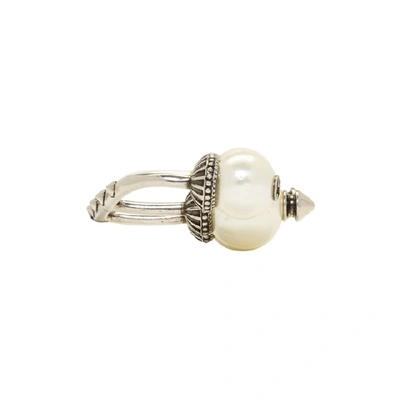 Silver Five-Pearl Multi-Finger Ring