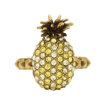 Shop Gucci Yellow Small Crystal Pineapple Ring In 8091 Yellow