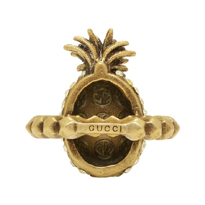 Shop Gucci Yellow Small Crystal Pineapple Ring In 8091 Yellow