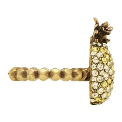 Shop Gucci Yellow Small Crystal Pineapple Ring In 8091 Yellow