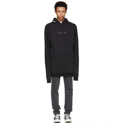 Shop Ben Taverniti Unravel Project Unravel Black Terry Distorted Hoodie In Black White