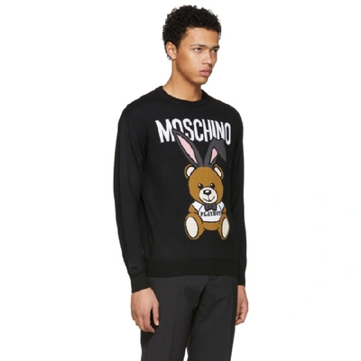 Shop Moschino Black Playboy Teddy Bear Sweater In V1555 Black
