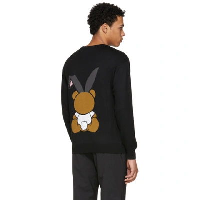 Shop Moschino Black Playboy Teddy Bear Sweater In V1555 Black