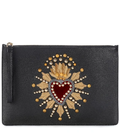 Shop Dolce & Gabbana Embellished Leather Pouch In Female