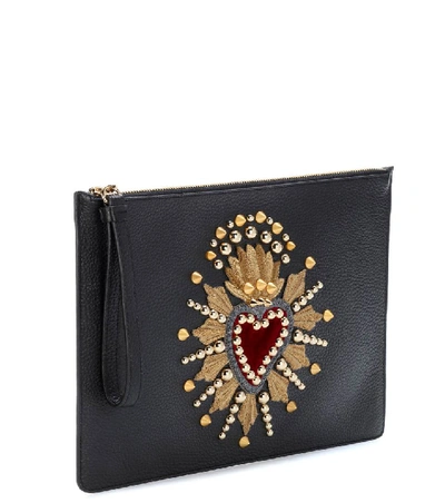 Shop Dolce & Gabbana Embellished Leather Pouch In Female