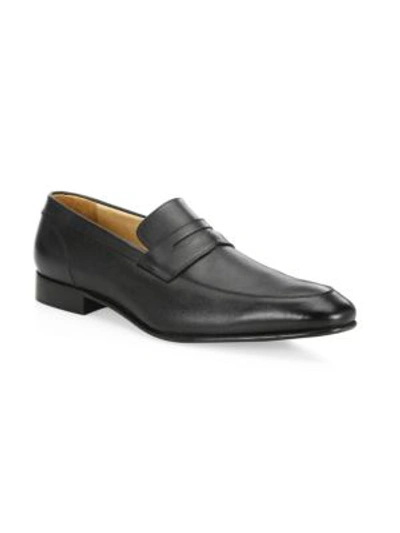 Shop Saks Fifth Avenue Collection Saffiano Leather Penny Loafers In Black