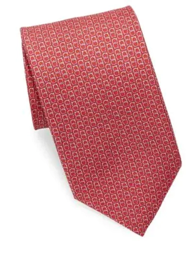 Shop Ferragamo Silk Interlock Gancini Tie In Red
