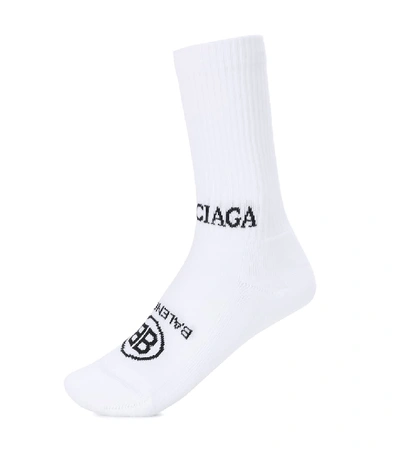 Shop Balenciaga Cotton-blend Socks In White