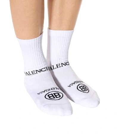 Shop Balenciaga Cotton-blend Socks In White