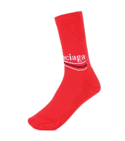 Shop Balenciaga Cotton-blend Socks In Red