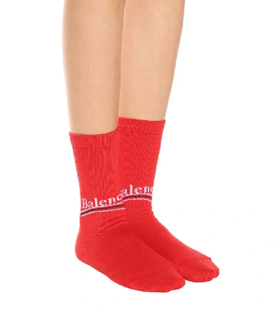 Shop Balenciaga Cotton-blend Socks In Red