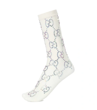 Shop Gucci Sequinned Socks In White