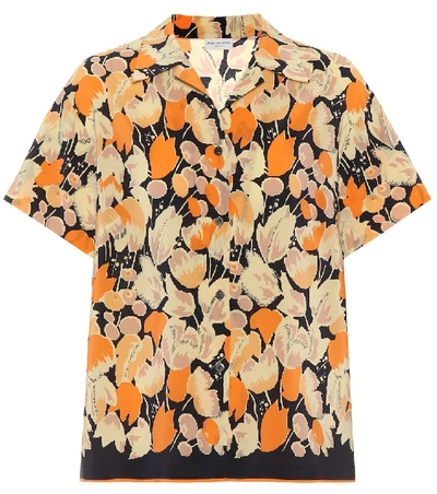 Shop Dries Van Noten Printed Silk Shirt In Orange