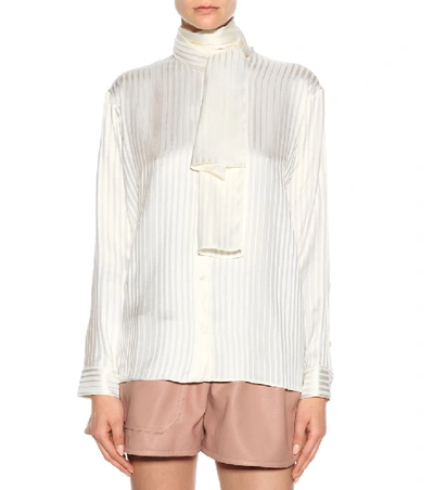 Shop Stella Mccartney Striped Silk Shirt In White