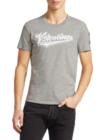 Shop Valentino Graphic Cotton Tee In Light Grey